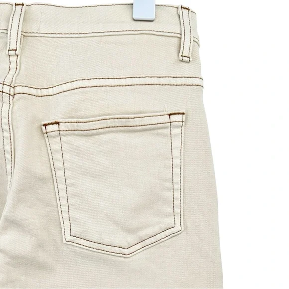 KHAITE Wendell Jean in Ivory - Cream White Brown Stitching Trim Jeans sz 25 - Picture 7 of 16